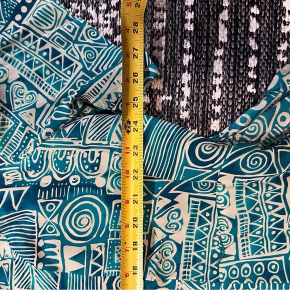 Silk Dress - Size 24 Slimming Faux Wrap by Spenser Jeremy Blue Geometric Midi - Picture 6 of 14